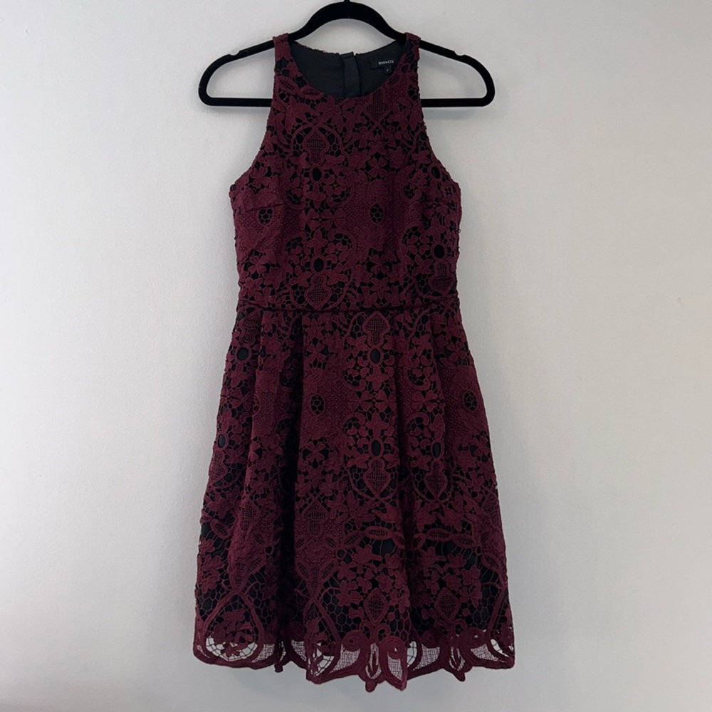 NEW RW&Co. Stunning Lace maroon/black dress - Picture 3 of 11
